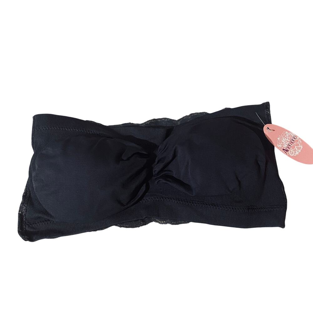 Anemone Gray Lace Strapless Padded Ruched Bandeau Women Sz OS